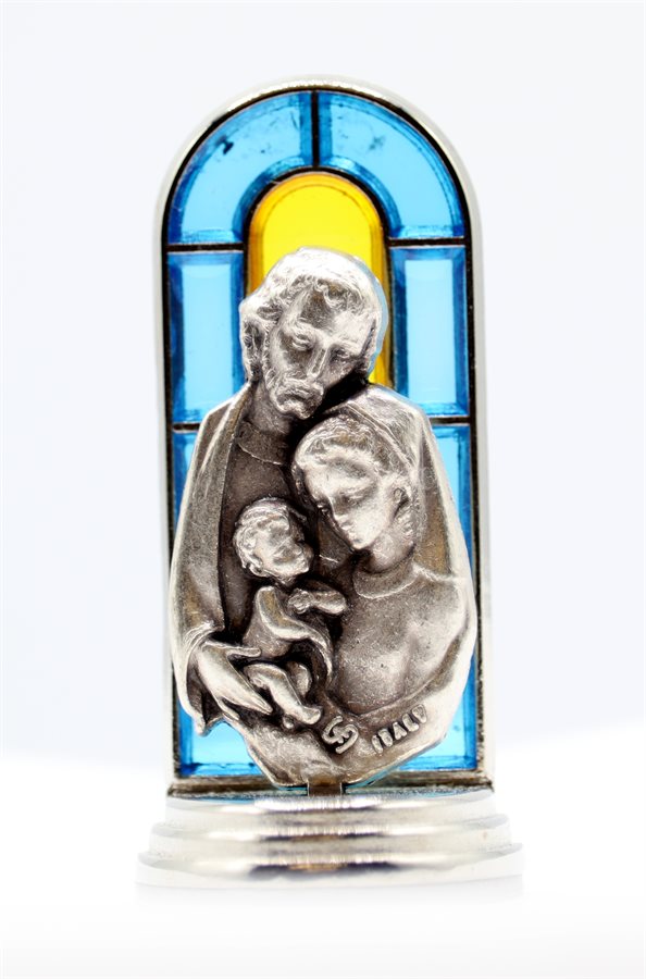 Statuette argentée plaqué et nickelé, Ste-Famille, 4 cm