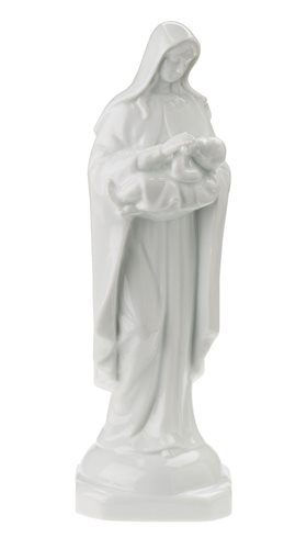 Statue Vierge et Enfant, porcelaine blanche, 25,4 cm