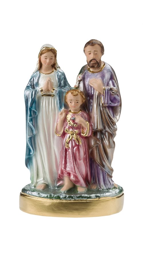 Statue Sainte Famille, plâtre col. et nacré, 15,2 cm
