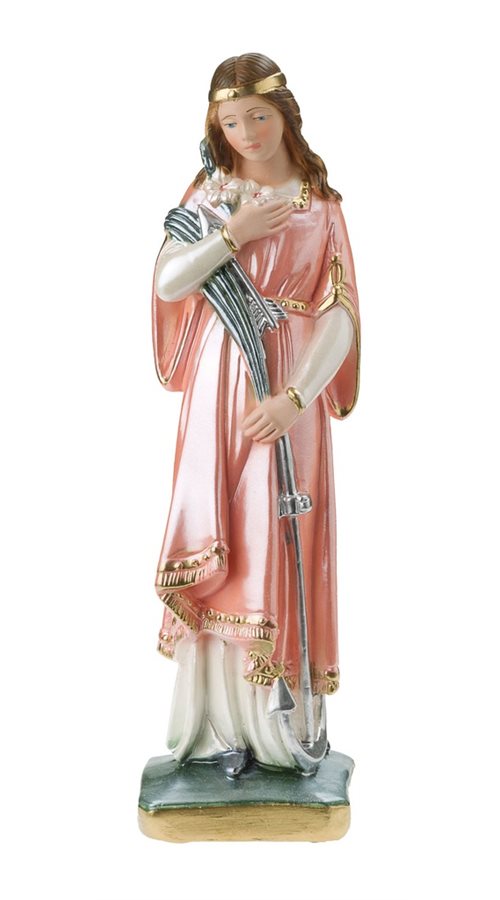 Statue Sainte Philomène, plâtre col., nacré, 20,3 cm