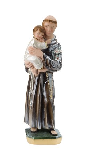 Statue Saint Antoine, plâtre col. et nacré, 20,3 cm
