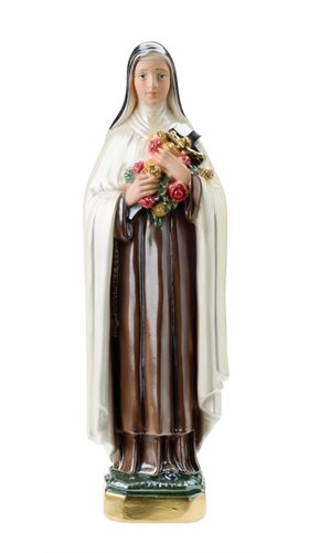 Statue Sainte Thérèse, plâtre col. et nacré, 30,5 cm