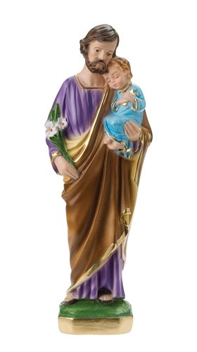 Statue Saint Joseph, plâtre coloré, 20,3 cm