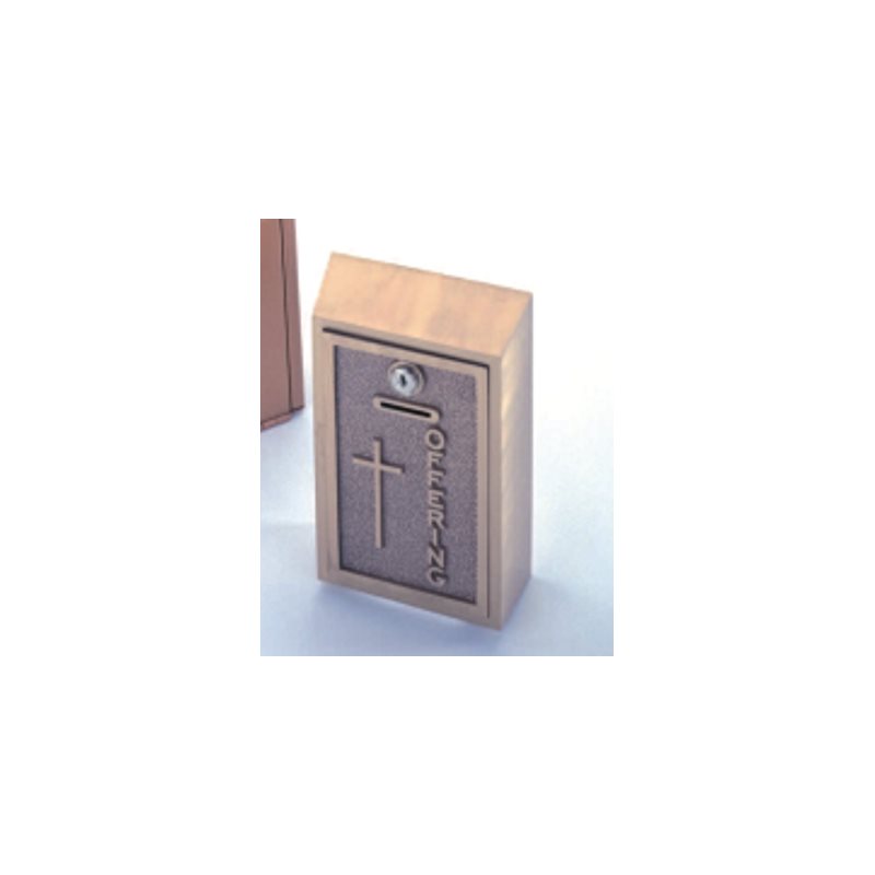 Gold Aluminium Offering Box, 7" Ht. x 6" W. x 2.5" D.
