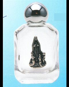 Bouteille pour eau bénite N.D. Fatima, verre 2.5" (6.3cm) Ht