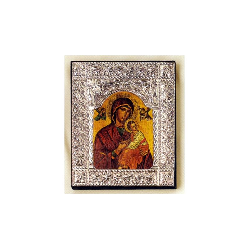 Our Lady of Perpetual Help Sterling Silver Icon, 7" (18 cm)