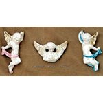 Ceramic Wall Angels, 4" (10 cm) / Set of 3 Ceramic Wall Angels, 4" (10 cm)  /  Set of 3