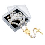 White Glass Rosary , 6 mm, Immaculate Medal, 41 cm White Glass Rosary , 6 mm, Immaculate Medal, 41 cm