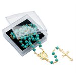 Turquoise Glass Rosary , 6 mm, Immaculate Medal, 41 cm Turquoise Glass Rosary , 6 mm, Immaculate Medal, 41 cm