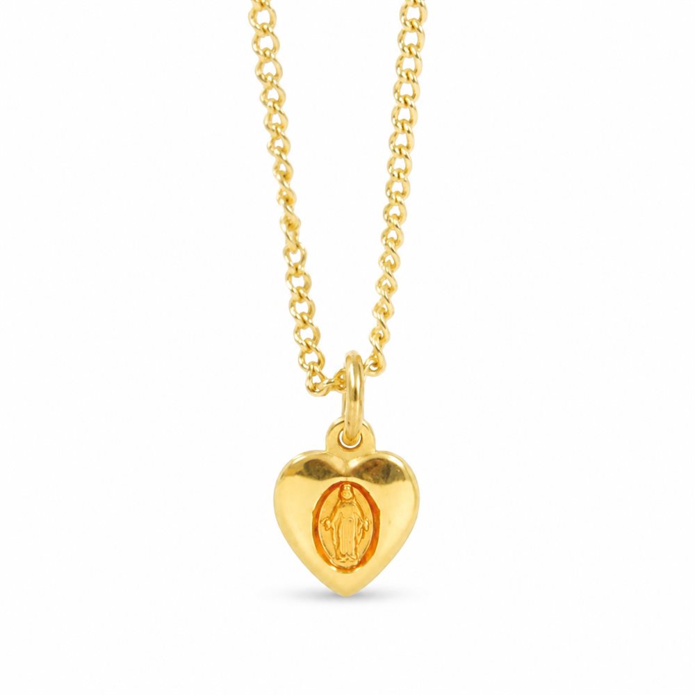 Red Sacred Heart of Jesus, Gold Finish Heart Pendant