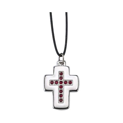 Cross Pendant with red Swarovski Crystals