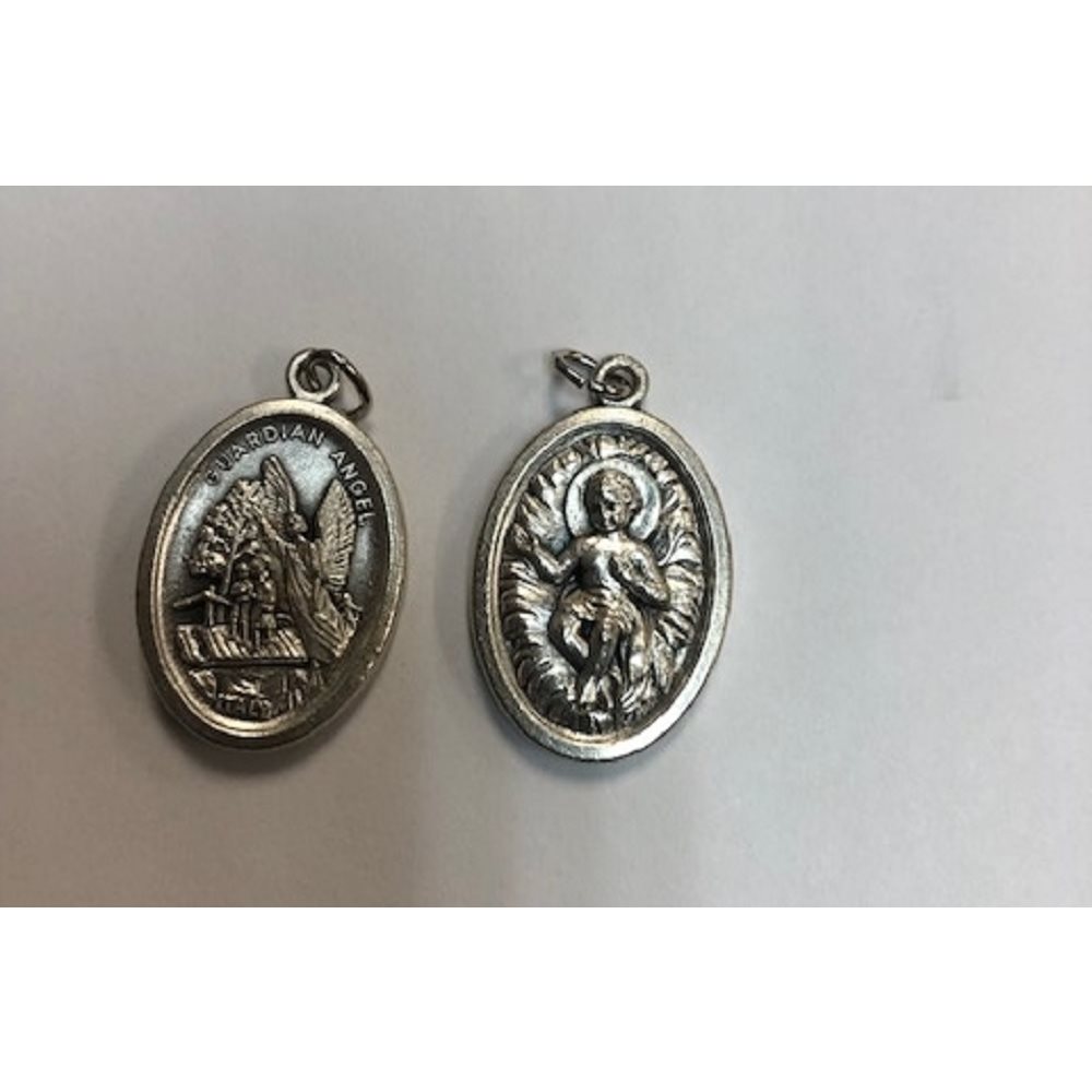 Gardian Angel & Infant Jesus Oxidized Medal, 7 / 8" / ea Gardian Angel & Infant Jesus Oxidized Medal, 7 / 8" / ea