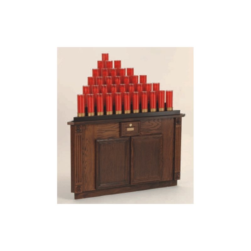 Luminaire en chêne fini cerise, 49" Ht. x 54" Large x 28" P. Luminaire en chêne fini cerise, 49" Ht. x 54" Large x 28" P.