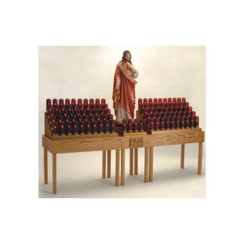 Oak Electric Votive Light Stand, 53" Ht. x 107" W. x 24" D. Oak Electric Votive Light Stand, 53" Ht. x 107" W. x 24" D.