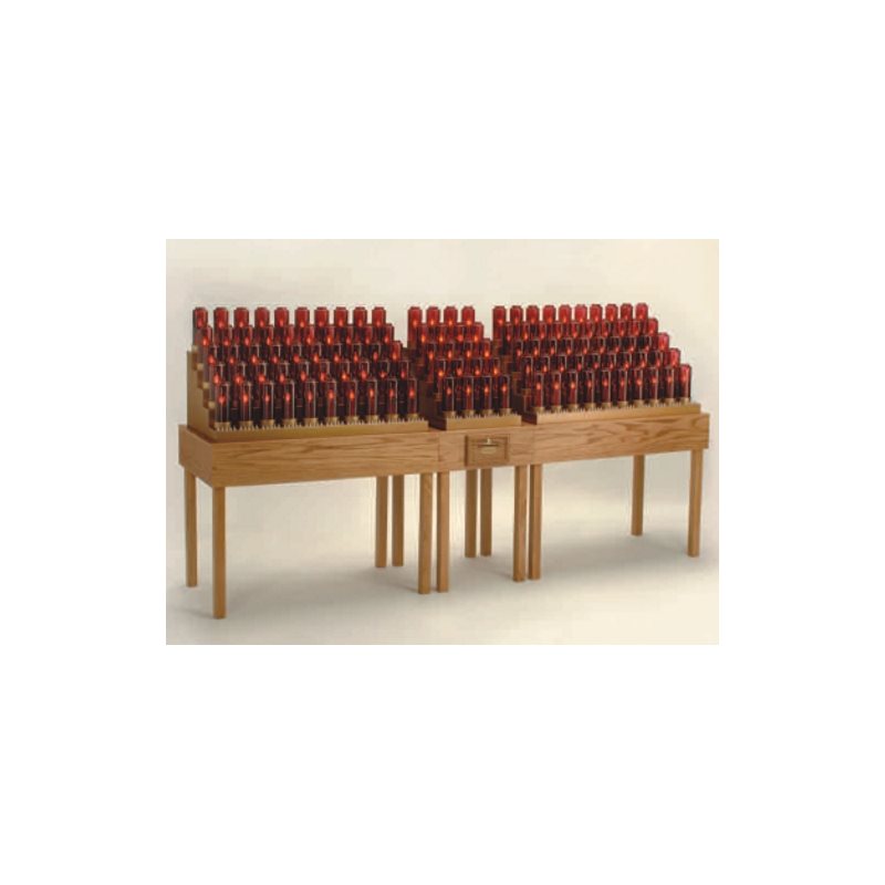 Oak Electric Votive Light Stand, 53" Ht. x 107" W. x 24" D. Oak Electric Votive Light Stand, 53" Ht. x 107" W. x 24" D.