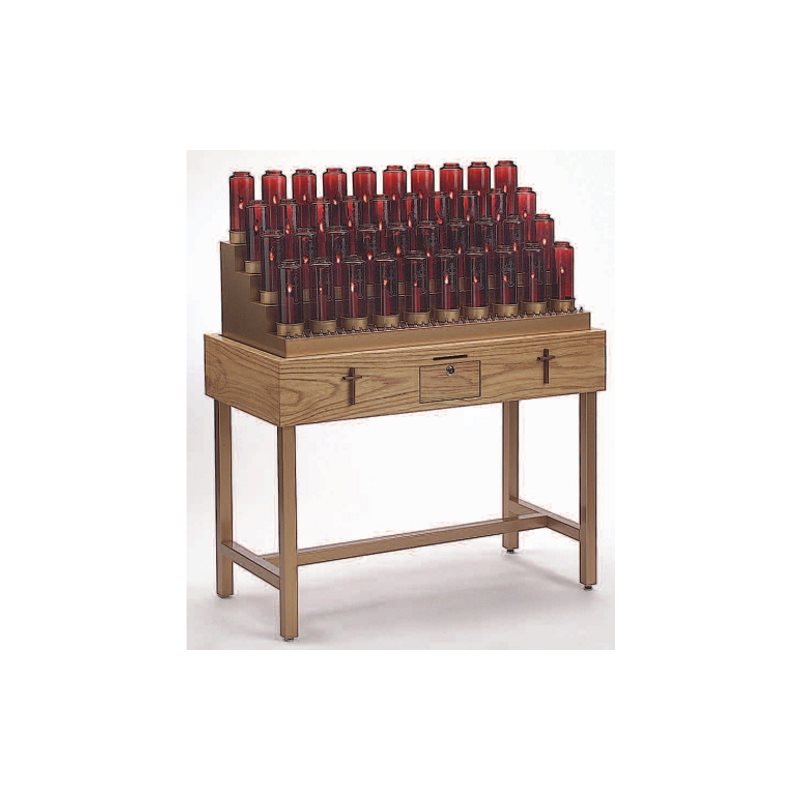Oak Electric Votive Light Stand, 51" Ht. x 43" W. x 20" D. Oak Electric Votive Light Stand, 51" Ht. x 43" W. x 20" D.