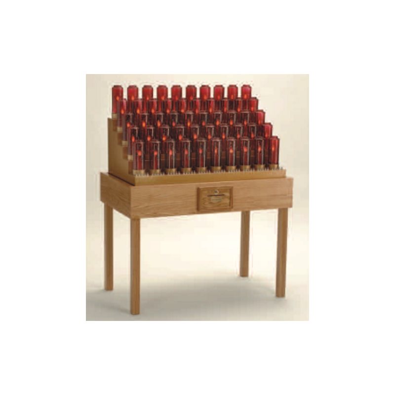 Oak Electronic Votive Light Stand, 50" Ht. x 43" W. x 20" D. Oak Electronic Votive Light Stand, 50" Ht. x 43" W. x 20" D.