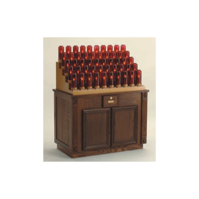 Oak Electric Votive Lights Stand, 53" Ht. x 43" W. x 24" D. Oak Electric Votive Lights Stand, 53" Ht. x 43" W. x 24" D.