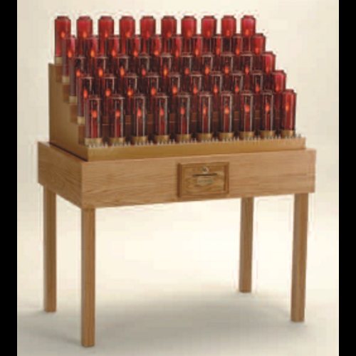 Oak Electric Votive Lights Stand, 53" Ht. x 43" W. x 24" D. Oak Electric Votive Lights Stand, 53" Ht. x 43" W. x 24" D.