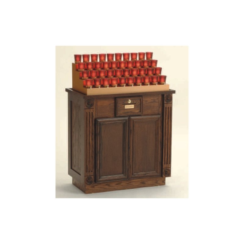 Oak Electronic Votive Light Stand, 43" Ht. x 31" W. x 17" D. Oak Electronic Votive Light Stand, 43" Ht. x 31" W. x 17" D.