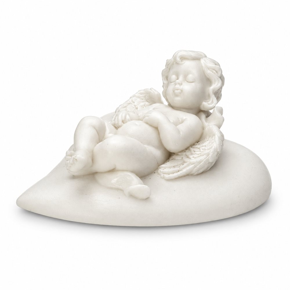 Cherub statue on the back, alabaster, 3.2"