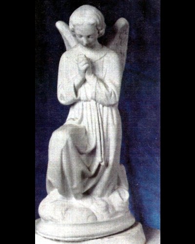 Statue ext. Ange à genoux 16" (40.5 cm) en ciment blanc