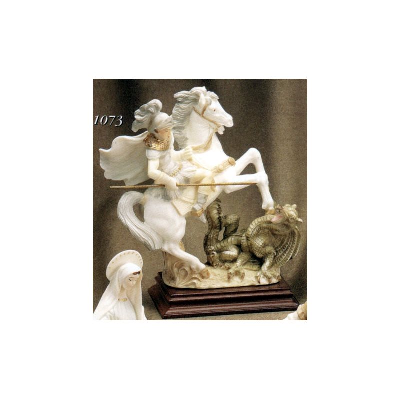Statue Saint Georges 8" (20 cm) en marbre de couleur