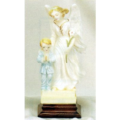 Resin and Marble Guardian Angel Boy Statue, 6.5" (16.5 cm)