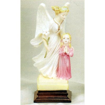 Resin and Marble Guardian Angel Girl Statue, 6.5" (16.5 cm)