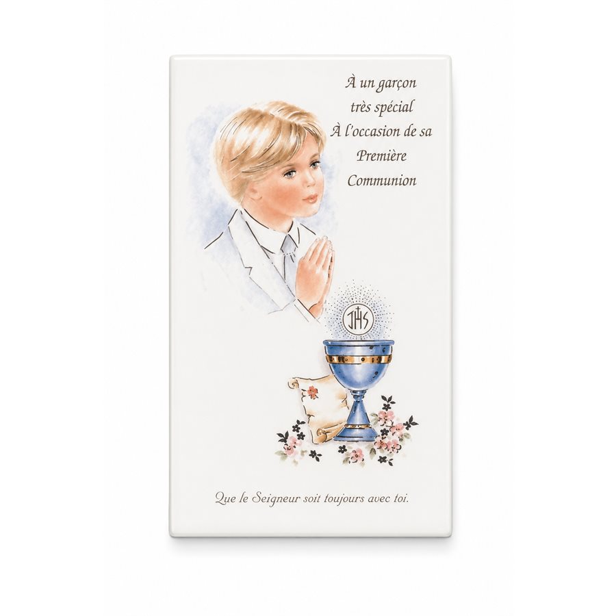 12 Communion Cards for Boy w / Env., 4¼" x 7¼", French