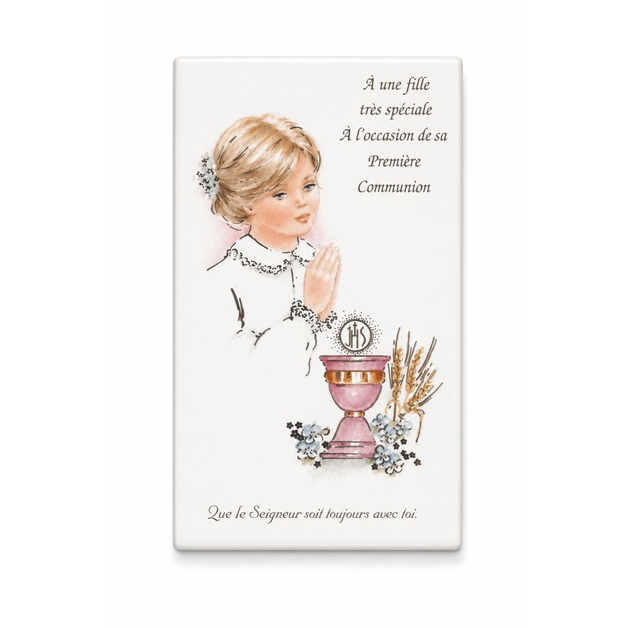 12 Communion Cards for Girl w / Env., 4¼" x 7¼", French