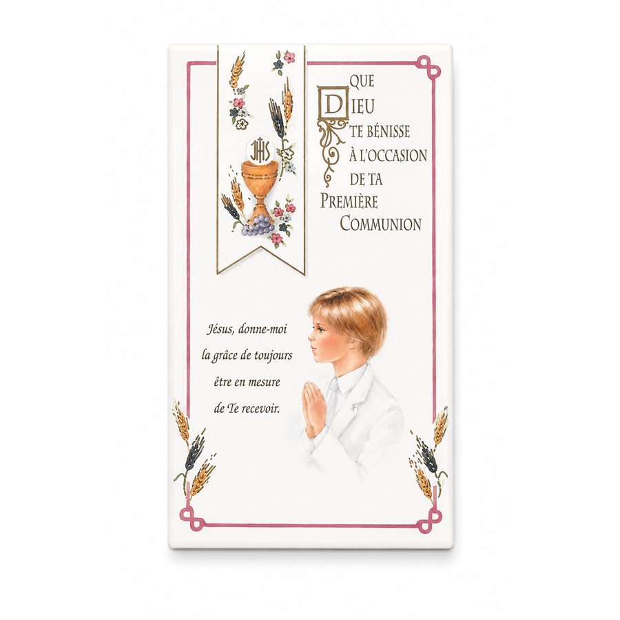 12 Communion Cards for Boy w / Env., 4¼" x 7¼", French