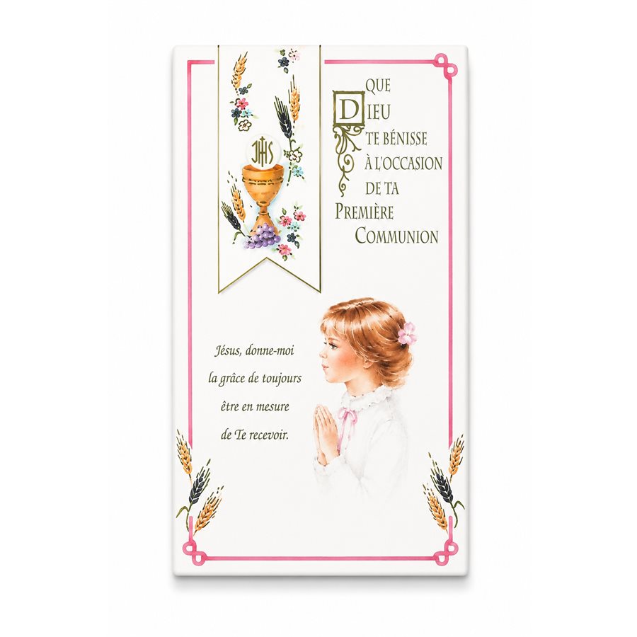 12 Communion Cards for Girl w / Env., 4¼" x 7¼", French