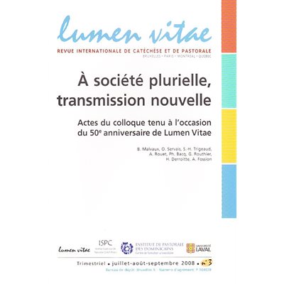 Société plurielle, transmission nouvelle, À