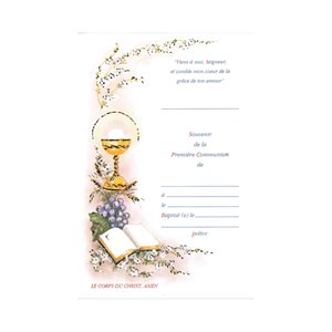 Certificat communion unisexes, 18x27 cm, Français / un