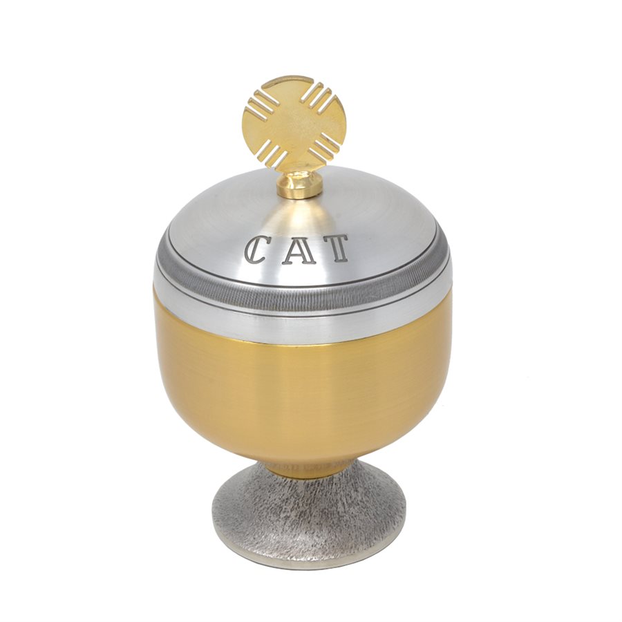 Silverplated and Goldplated Oil Stock "CAT'' 4 3 / 8" (11cm) H