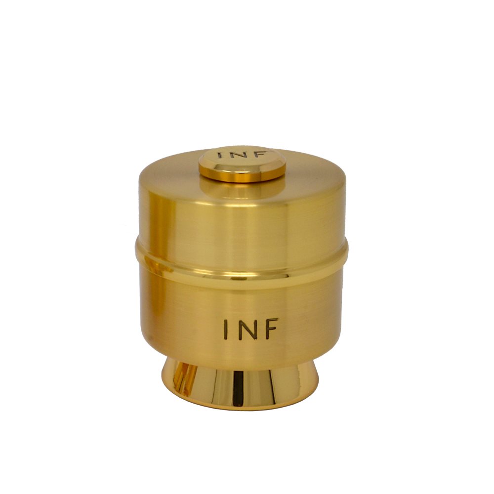 Ampoule Sainte-Huile "INF" doré 2.5" (6.5 cm) Ht. Ampoule Sainte-Huile "INF" doré 2.5" (6.5 cm) Ht.