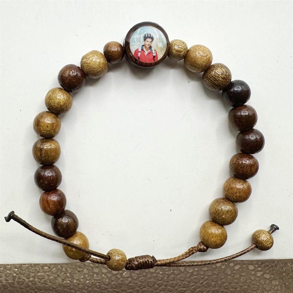 Bracelet en bois, corde ajustable, 8 mm, Carlo Acutis