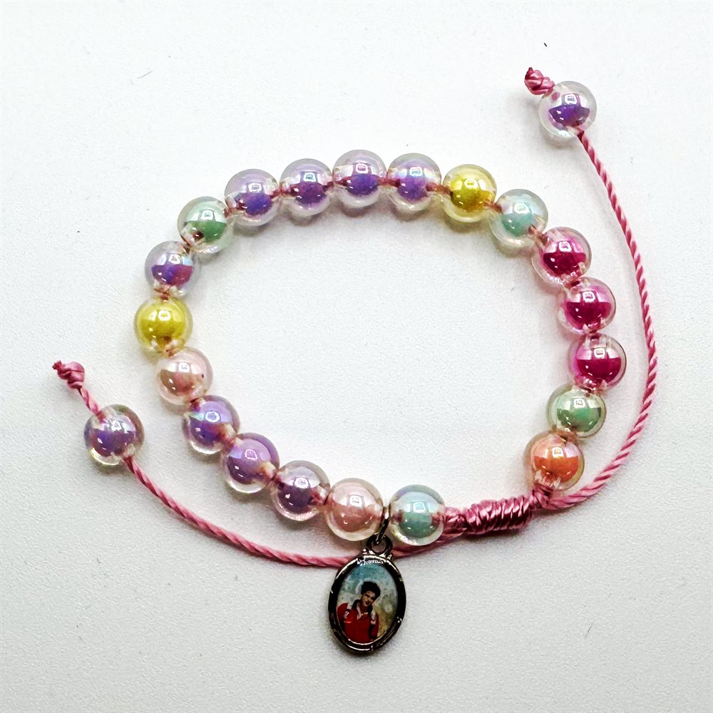 Bracelet pour enfant 8 mm, corde ajustable, Carlo Acutis