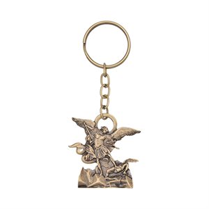 Porte-clés « St-Michel », métal argenté, 9 cm