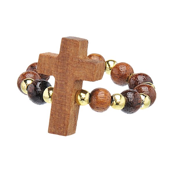 Wooden Elastic Ring, Walnut and Gold