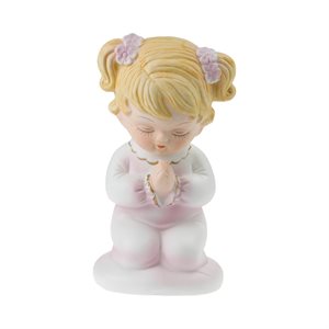Veilleuse élect., statue fille prière, porcelaine, 17 cm