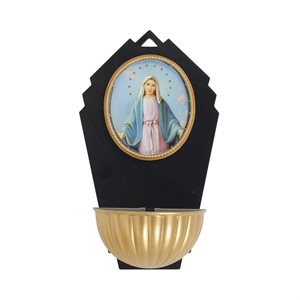 Bénitier «Vierge Marie», plastique coul. noyer, 14 cm