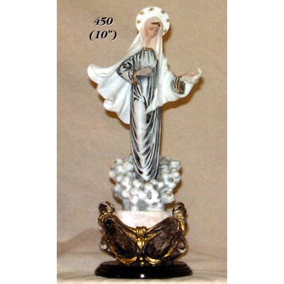 Color Marble Our Lady of Medjugorje Water Font, 10" (25.5 cm
