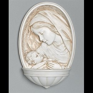 Madonna and Child Resin Holy Water Font 8''