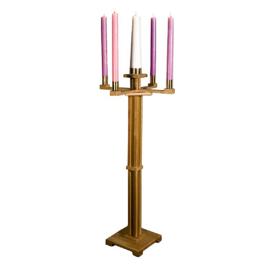 Couronne de l'Avent sur pied en bois 49.5'' (126 cm) Ht.
