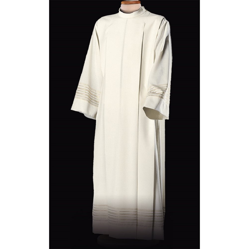 Alb 55" Polyester / Wool with gold thread knitted fabric Alb 55" Polyester / Wool with gold thread knitted fabric