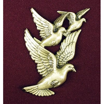 Appliqué en bronze 3 colombes en vol 6" (15 cm) Ht.