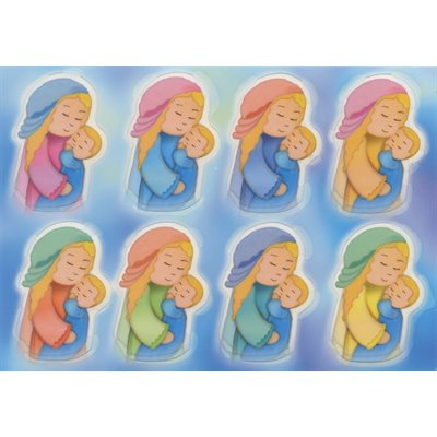 Autocollant lumineux Madonne & Enfant / Feuille de 8 un