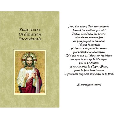 Carte Ordination Sacerdotale (French card)